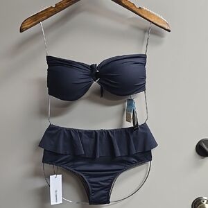 Elegant Navy Blue Women's Swimwear Set